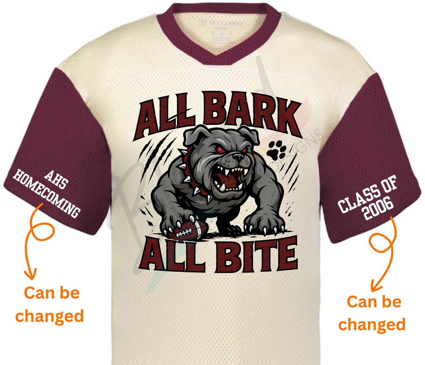 All Bark All Bite cream and maroon jersey