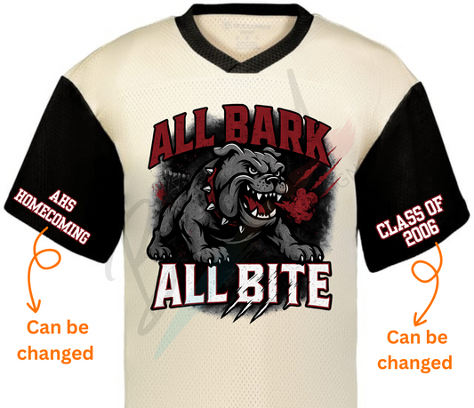 All Bark All Bite cream and black jersey